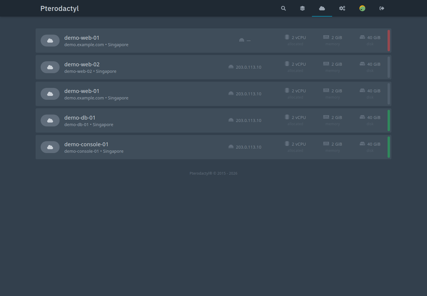 Cloud instance list